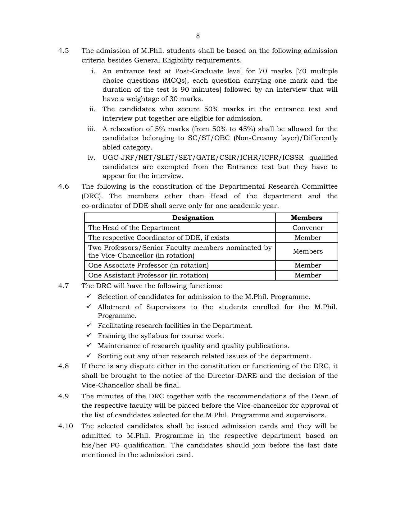 Annamalai University, Annamalai Nagar M.Phil Prospectus 2021-22 - Page 22