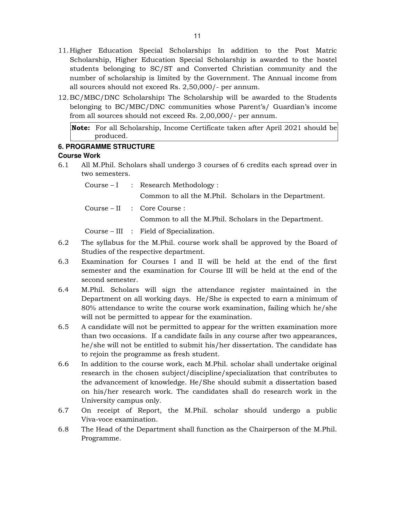 Annamalai University, Annamalai Nagar M.Phil Prospectus 2021-22 - Page 25