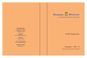 Annamalai University, Annamalai Nagar M.Phil Prospectus 2021-22