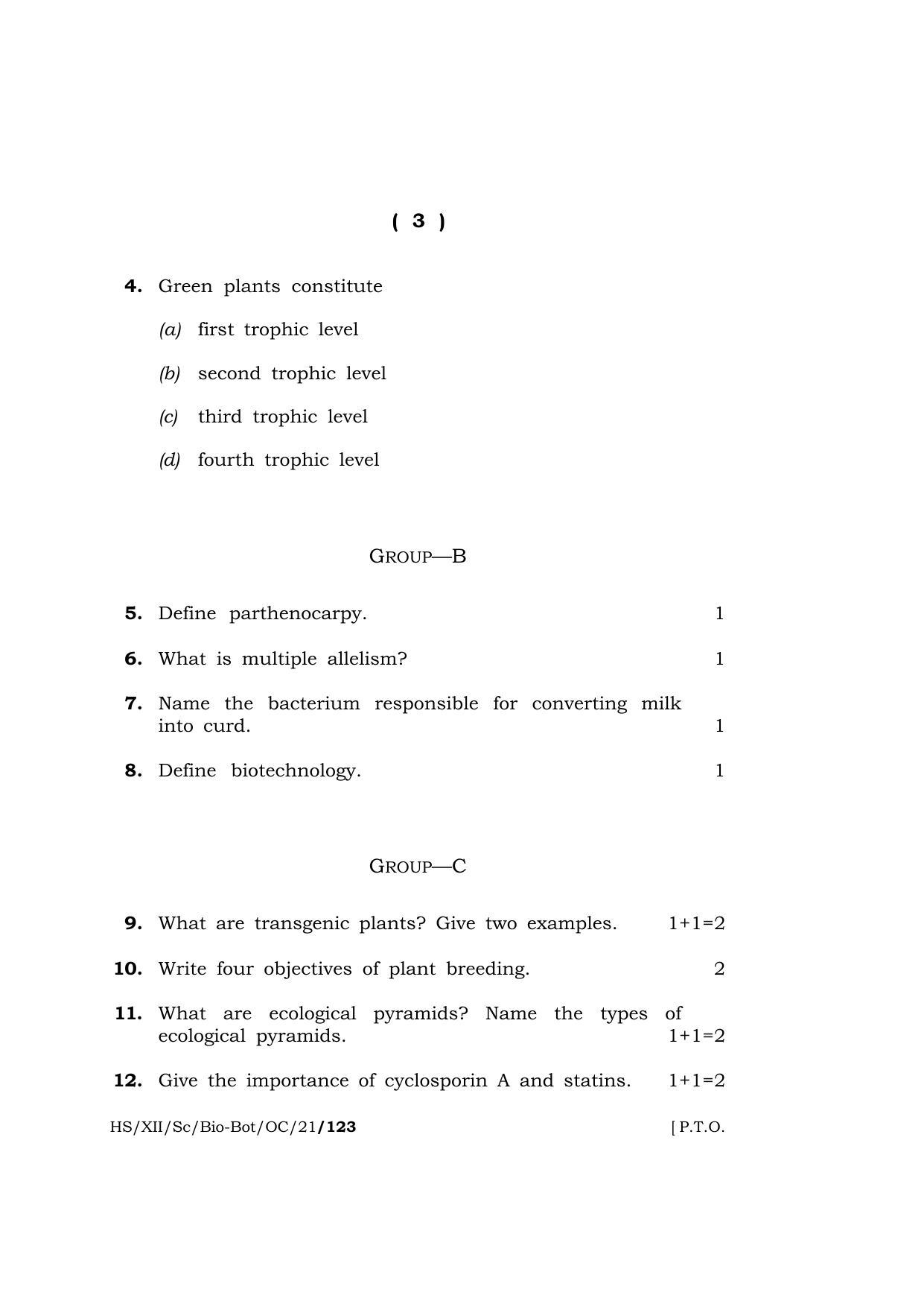 Meghalaya Board (MBOSE) Class 12 Botany (Old Course) (HS-XII-Sc-Bio-Bot-OC-21) 2021 Question Paper - Page 3