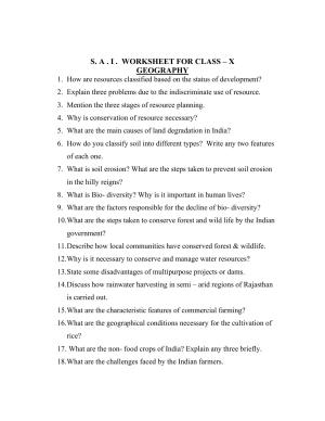 CBSE Worksheets for Class 10 Social Science Geography Assignment 3