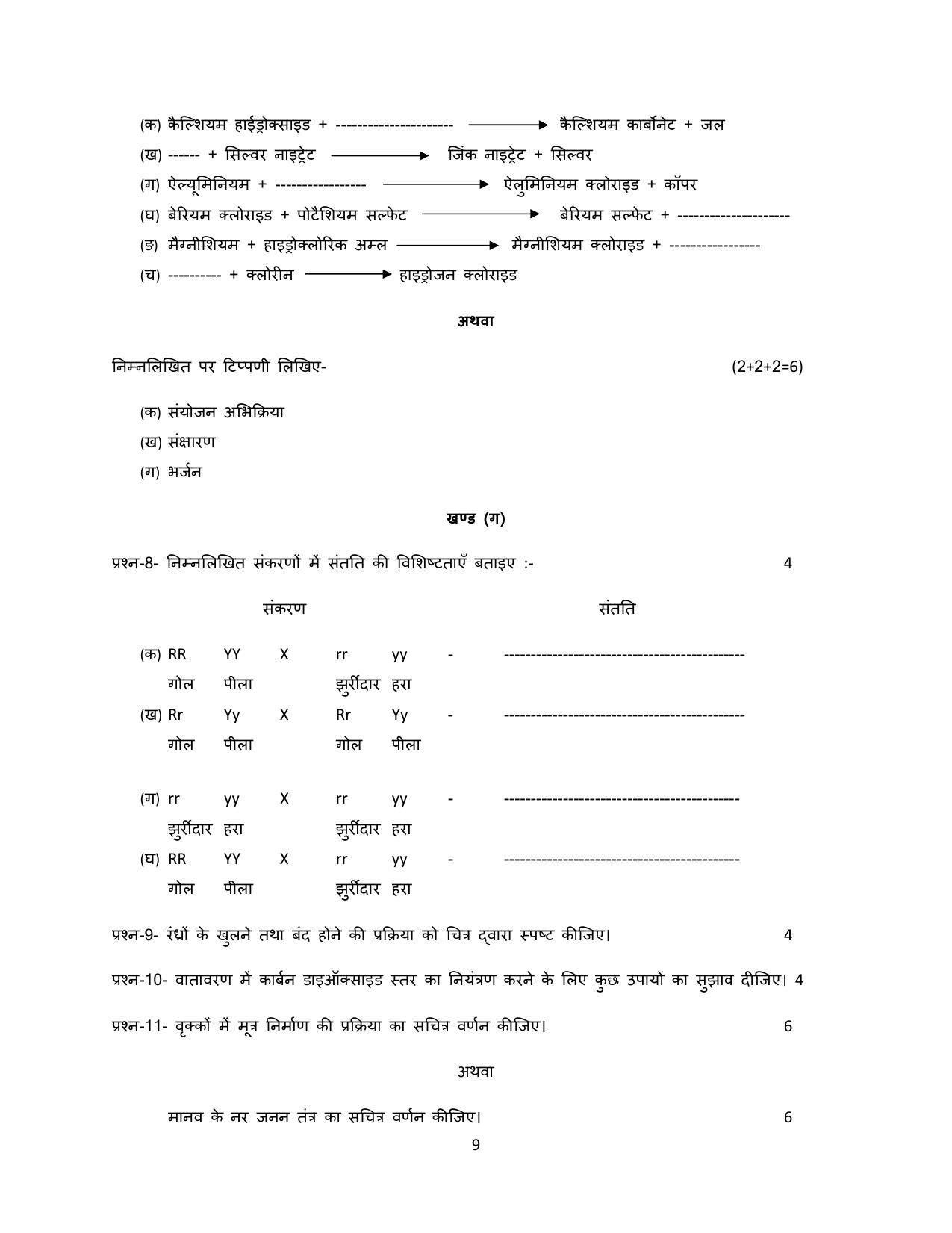 UP Board Class 10 Science Model Papers - Page 9