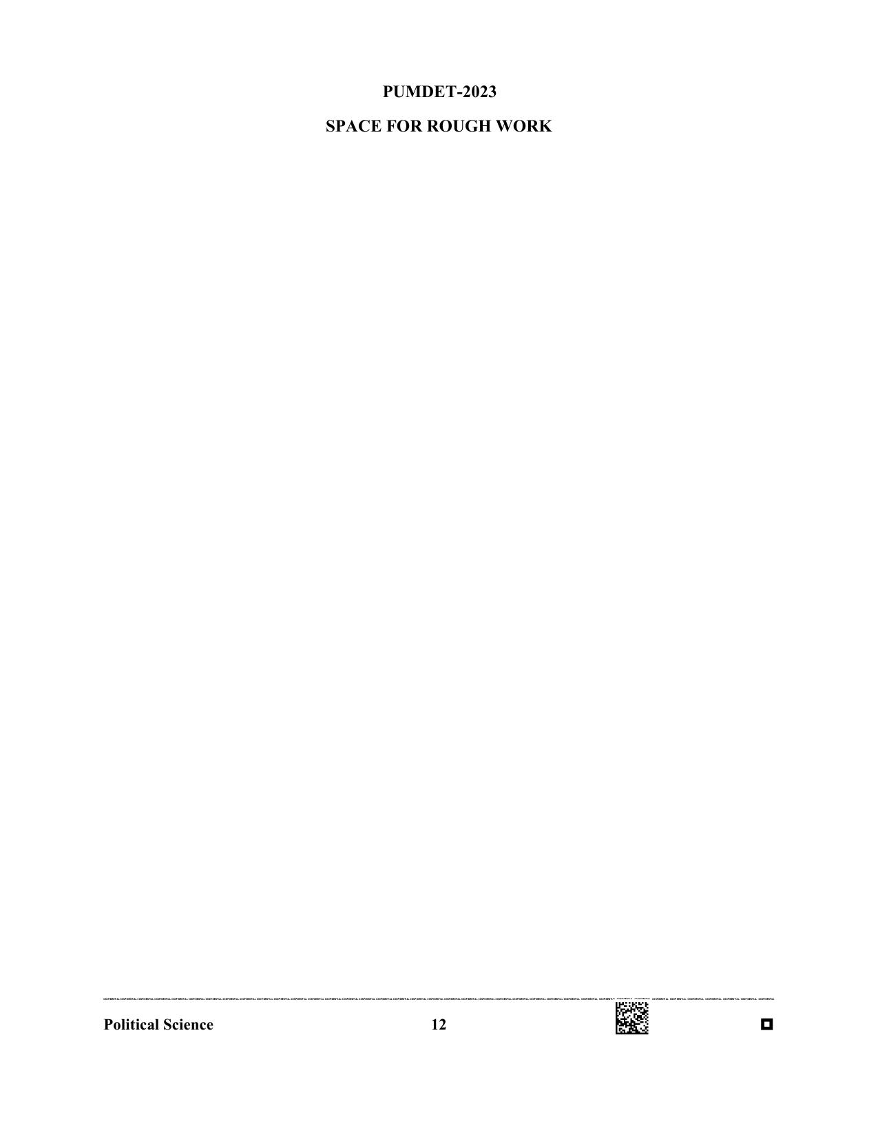 PUMDET 2023 Political Sciences Question Paper - Page 12
