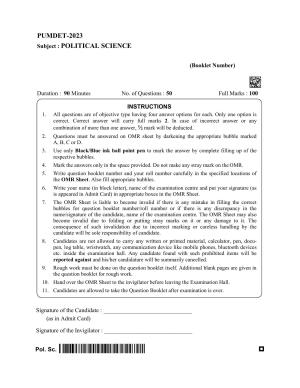 PUMDET 2023 Political Sciences Question Paper