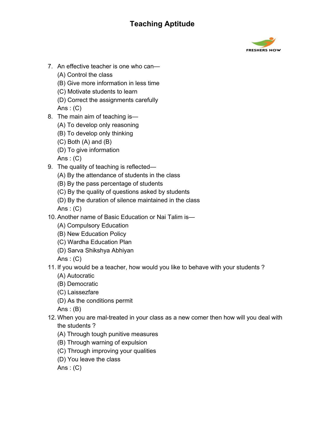 Punjab B.Ed Question Papers for Teaching Potential - Page 2