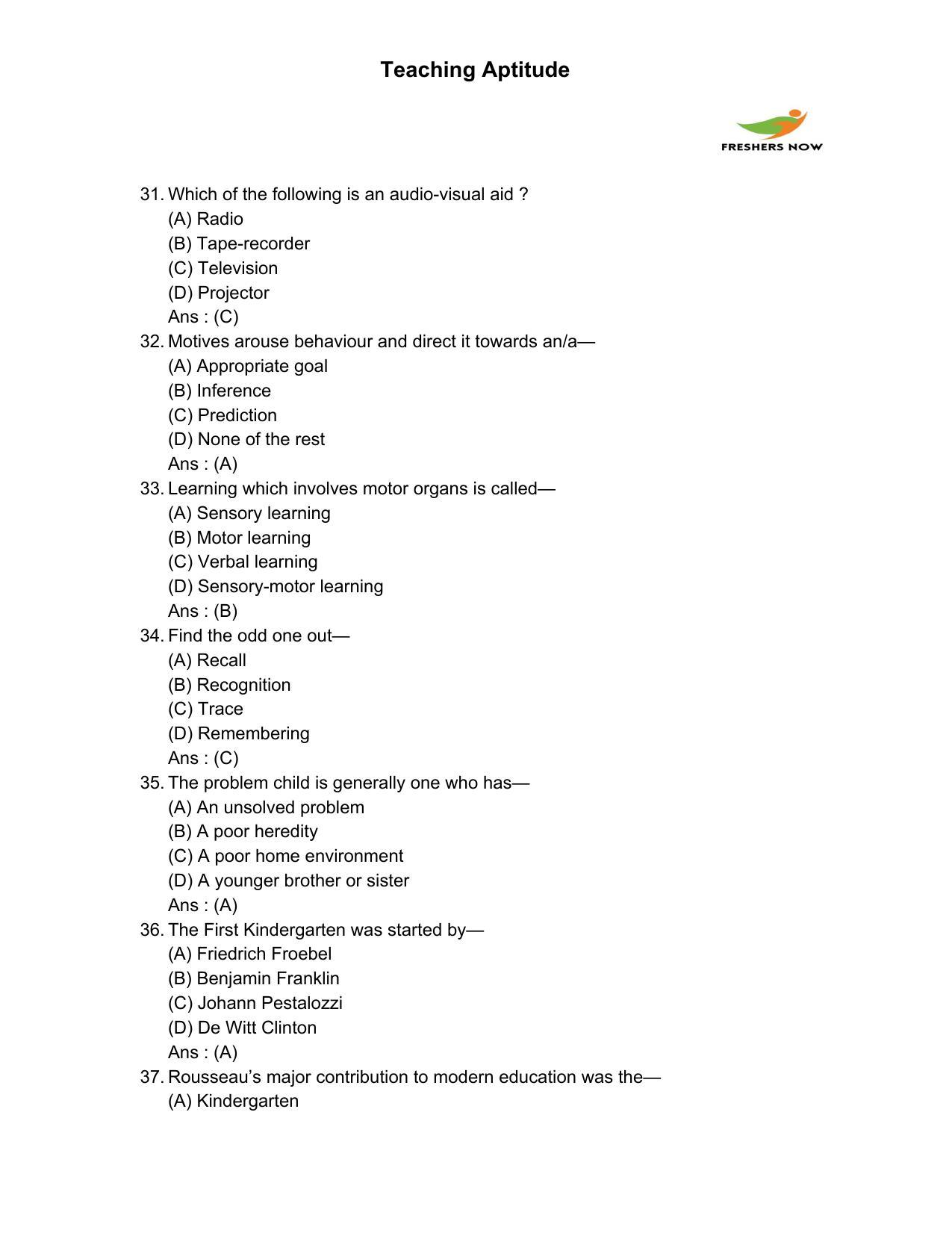 Punjab B.Ed Question Papers for Teaching Potential - Page 6