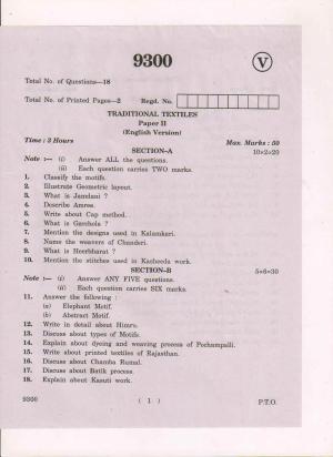 AP Inter 2nd Year Traditional Textiles-II March-2019-Vocational Question Paper