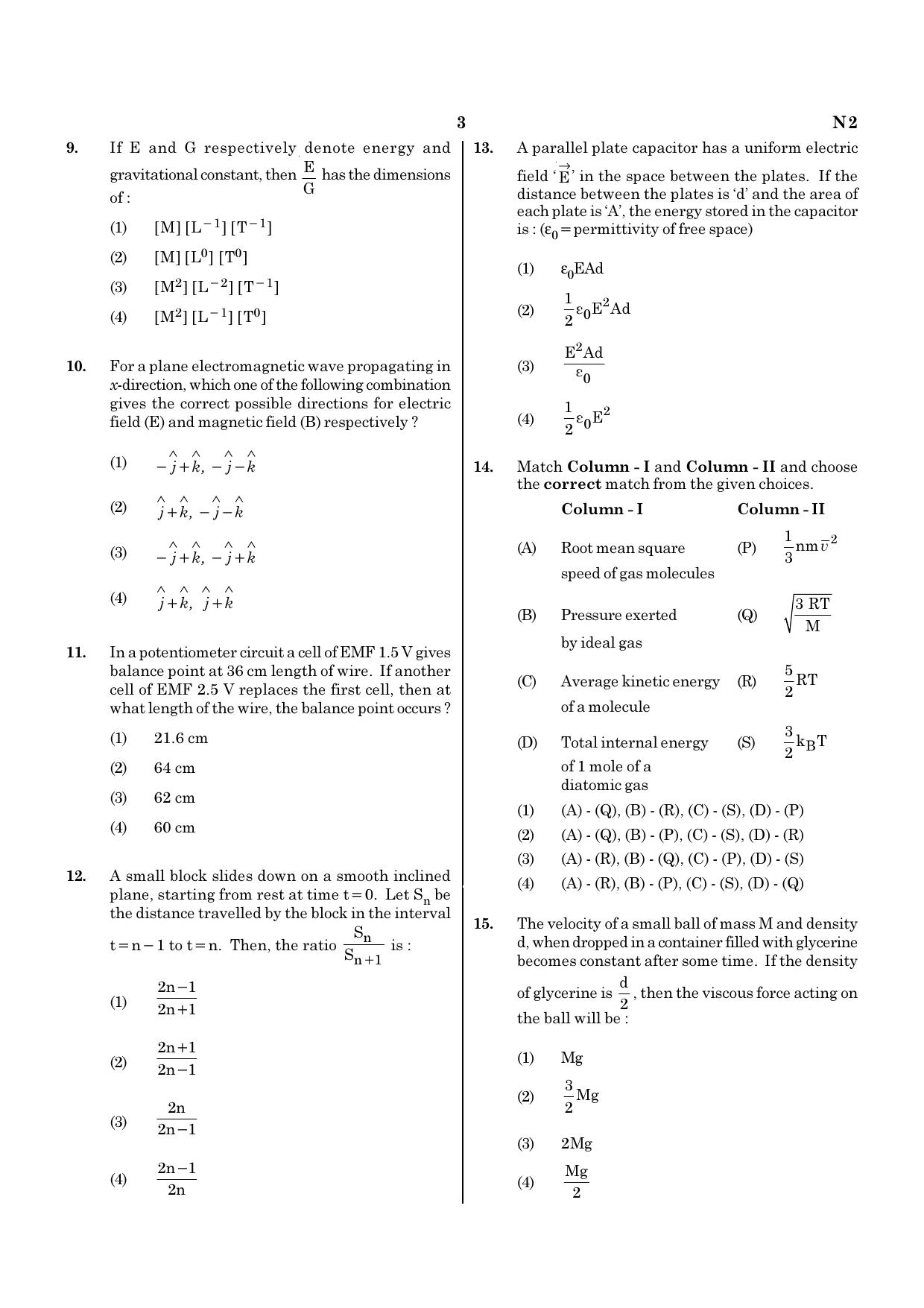 NEET N2 2021 Question Paper - Page 3