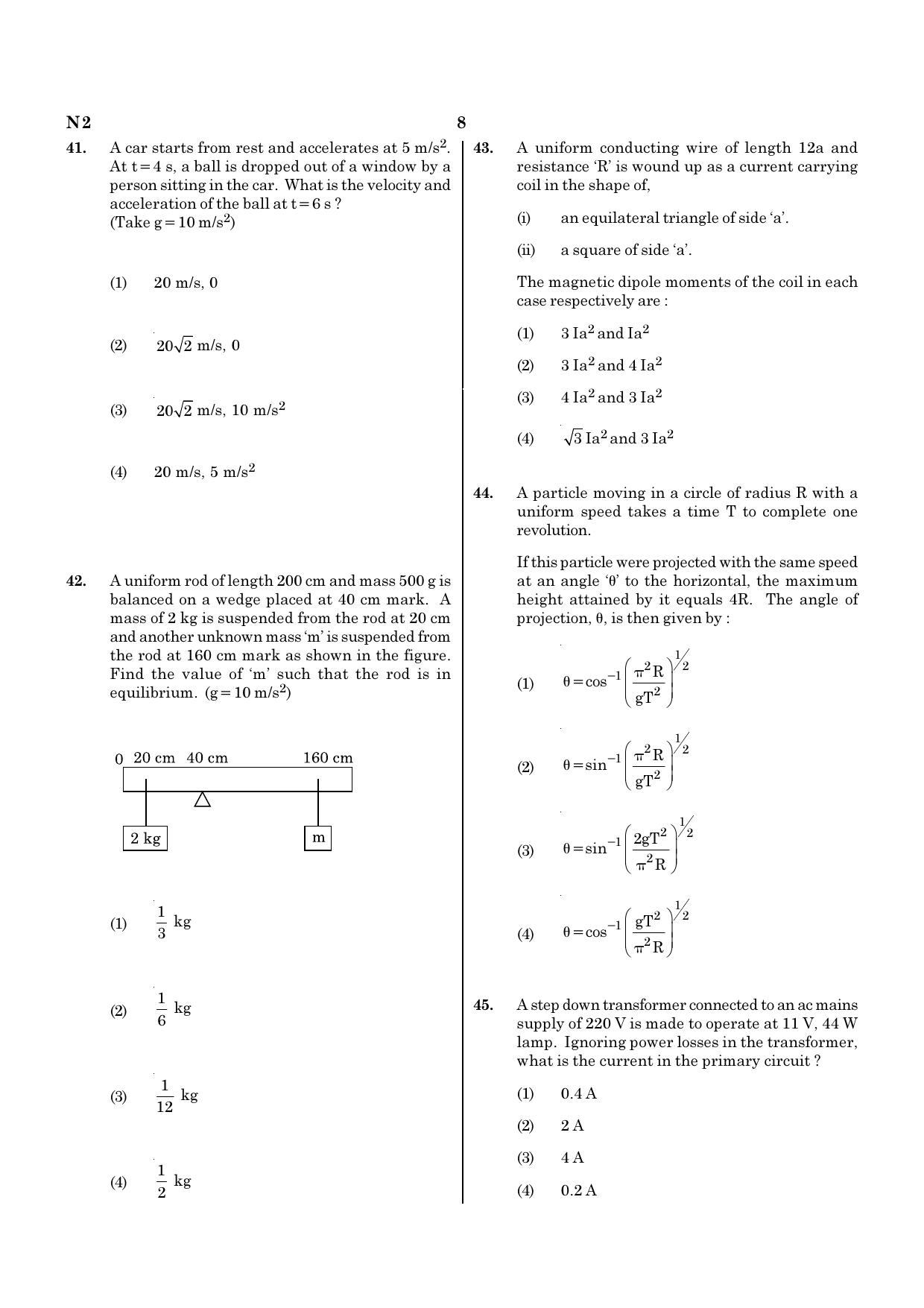 NEET N2 2021 Question Paper - Page 8