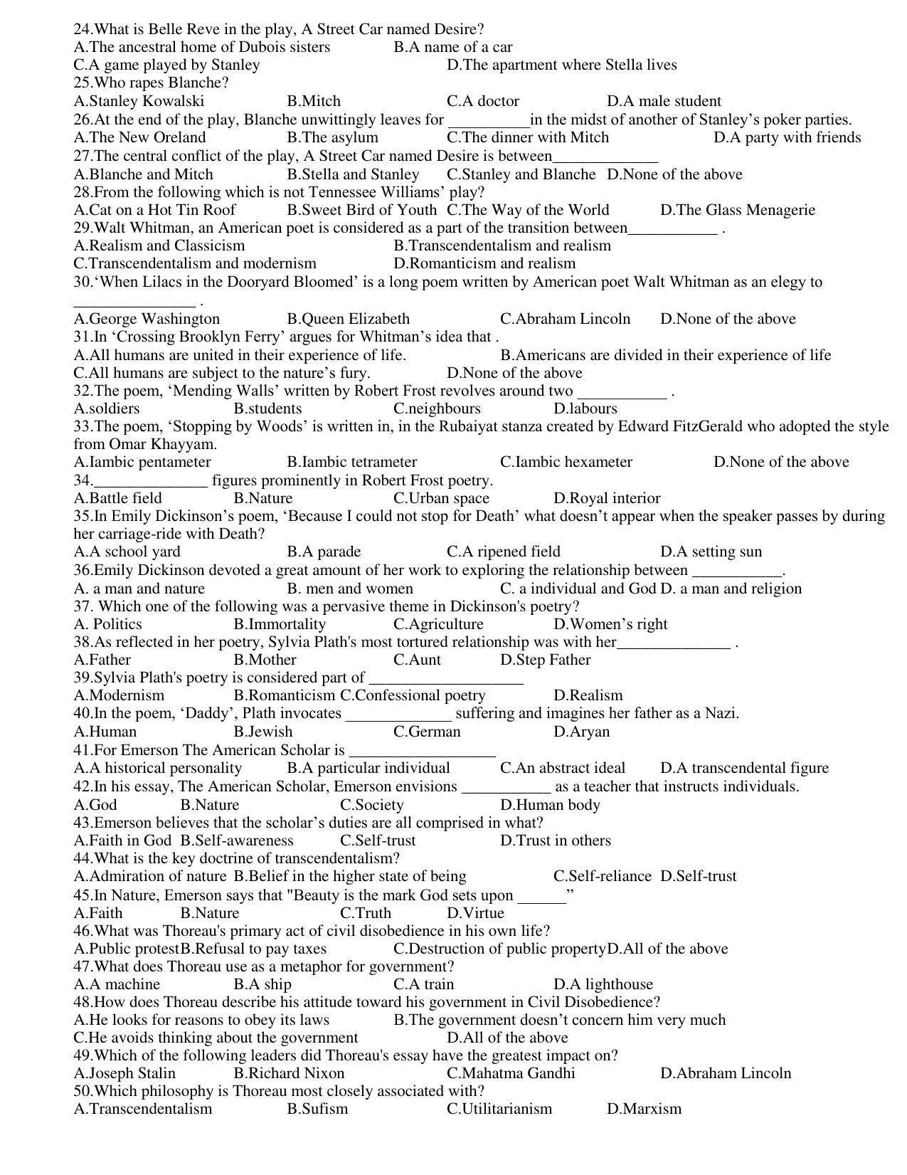 Hemchand North Gujarat University Sample Paper Mar-Jun 2021: M.A. Sem-III English - 305 - American Literature (Theory) Paper Code-4046 (New Course) - Page 2