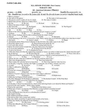 Hemchand North Gujarat University Sample Paper Mar-Jun 2021: M.A. Sem-III English - 305 - American Literature (Theory)  Paper Code-4046 (New Course)