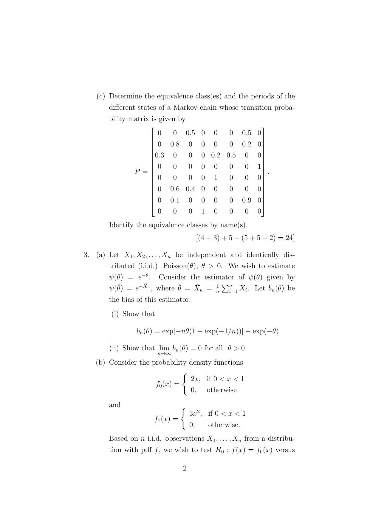ISI Admission Test JRF in Quality, Reliability and Operations Research (QRB) 2024 Sample Paper - Page 2