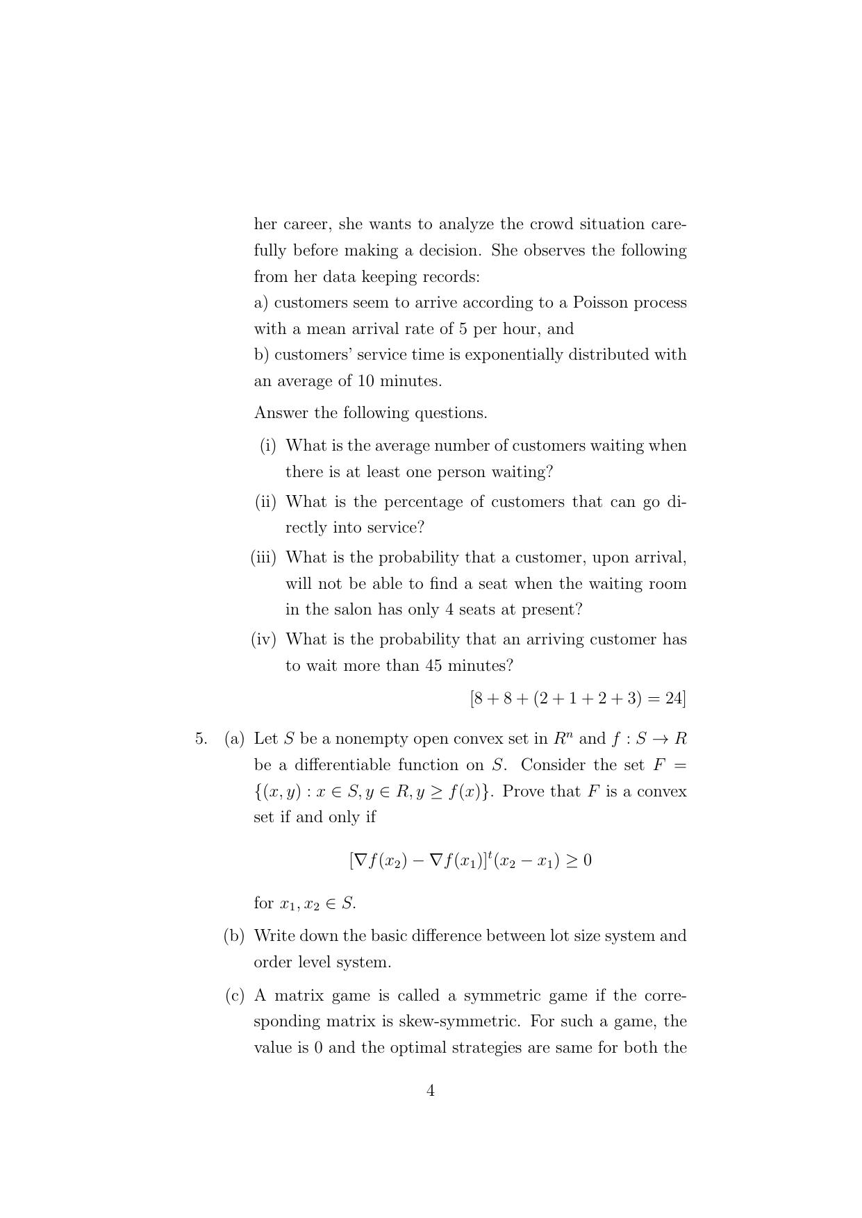 ISI Admission Test JRF in Quality, Reliability and Operations Research (QRB) 2024 Sample Paper - Page 4