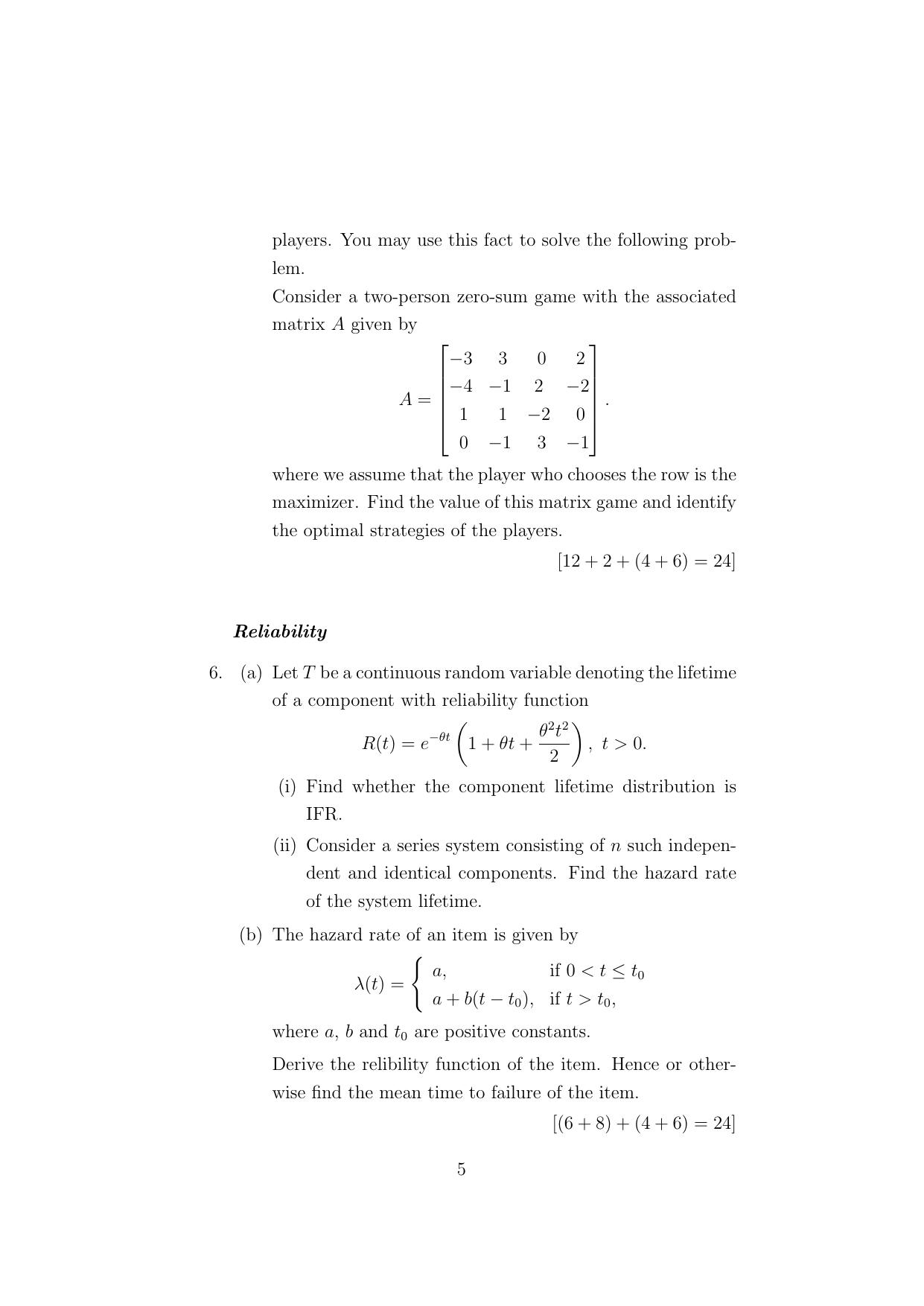 ISI Admission Test JRF in Quality, Reliability and Operations Research (QRB) 2024 Sample Paper - Page 5