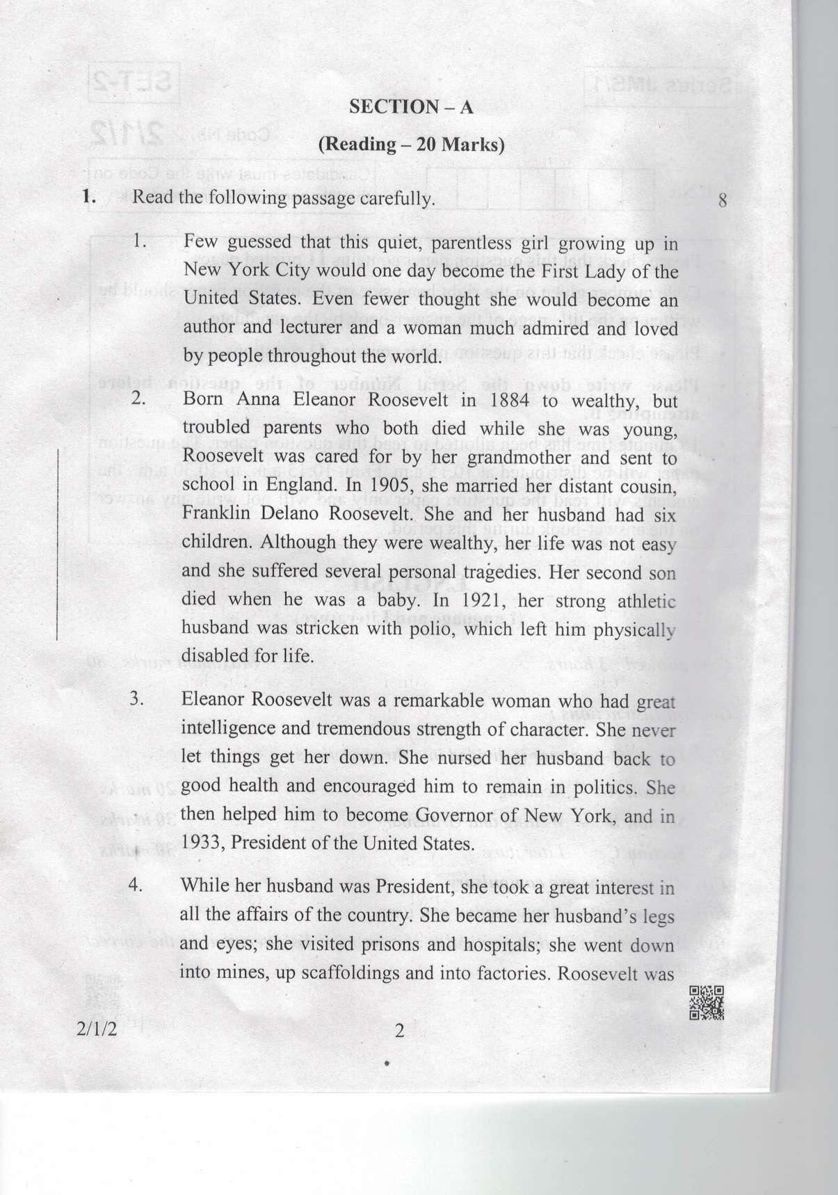CBSE Class 10 2-1-2 Eng.L.L. 2019 Question Paper - Page 2