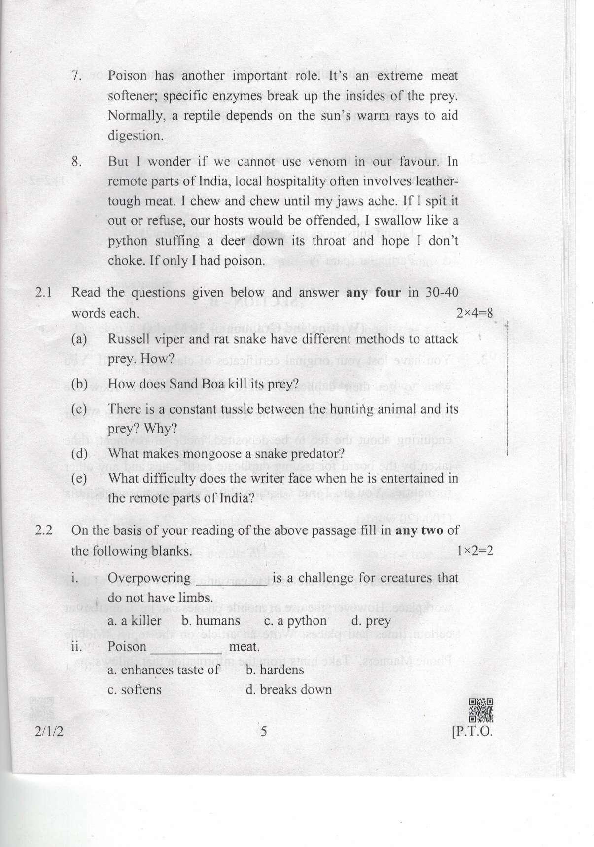 CBSE Class 10 2-1-2 Eng.L.L. 2019 Question Paper - Page 5