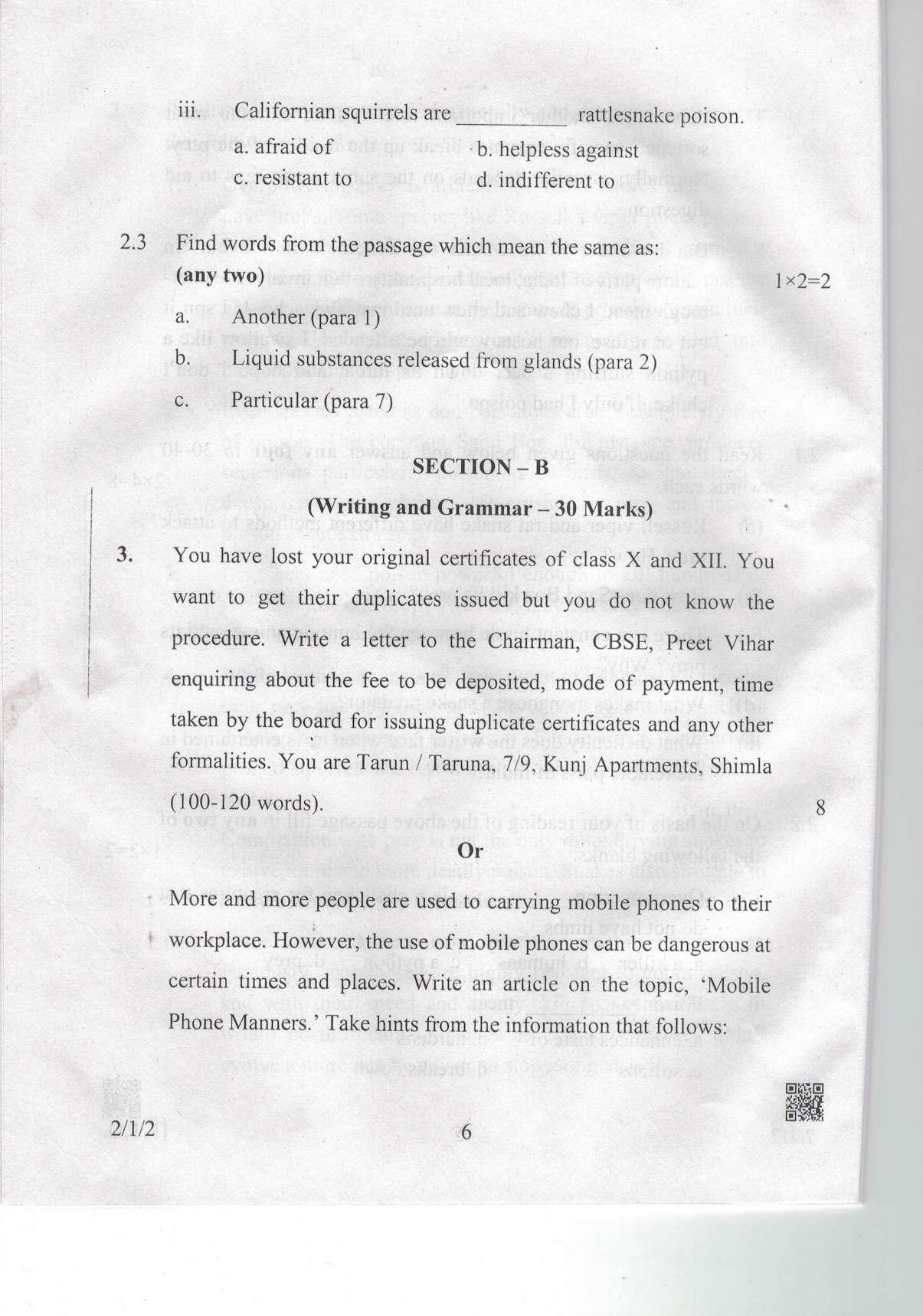 CBSE Class 10 2-1-2 Eng.L.L. 2019 Question Paper - Page 6