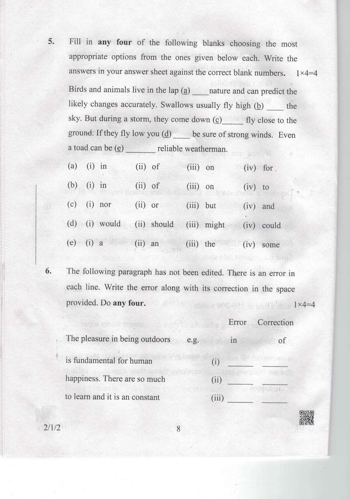 CBSE Class 10 2-1-2 Eng.L.L. 2019 Question Paper - Page 8