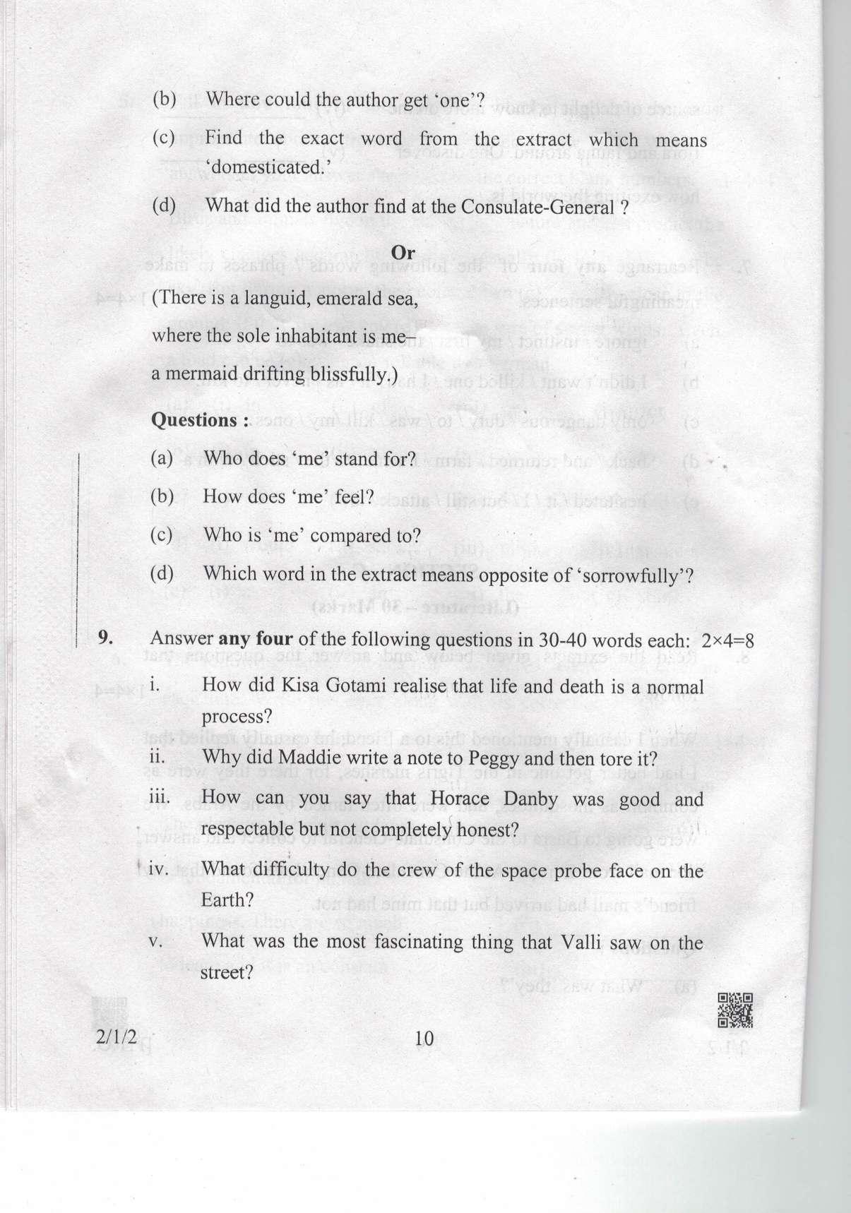 CBSE Class 10 2-1-2 Eng.L.L. 2019 Question Paper - Page 10