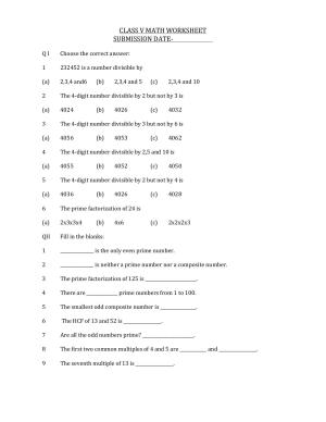 Worksheet for Class 5 Maths Divisible Assignment