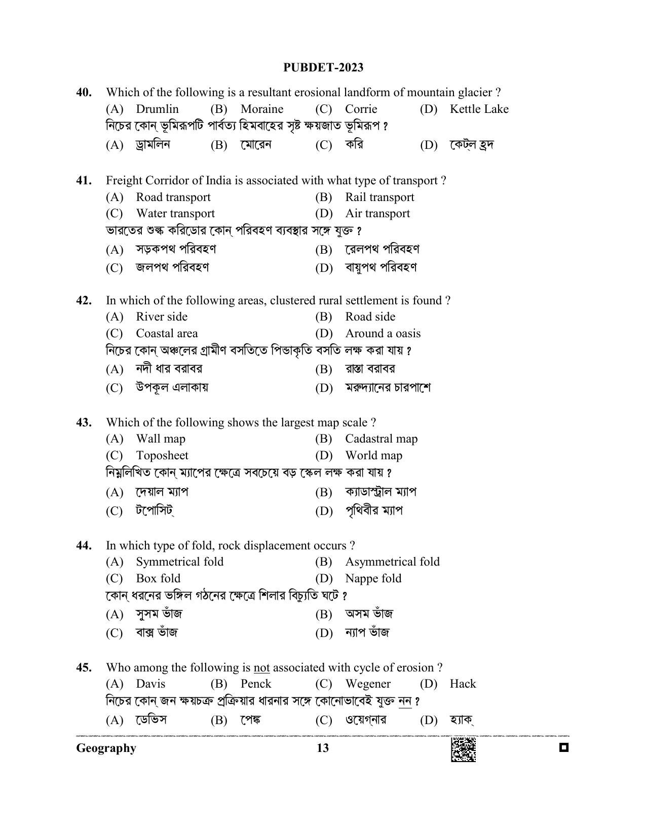WB PUBDET 2023 Paper I (Geography) Question Paper - Page 13