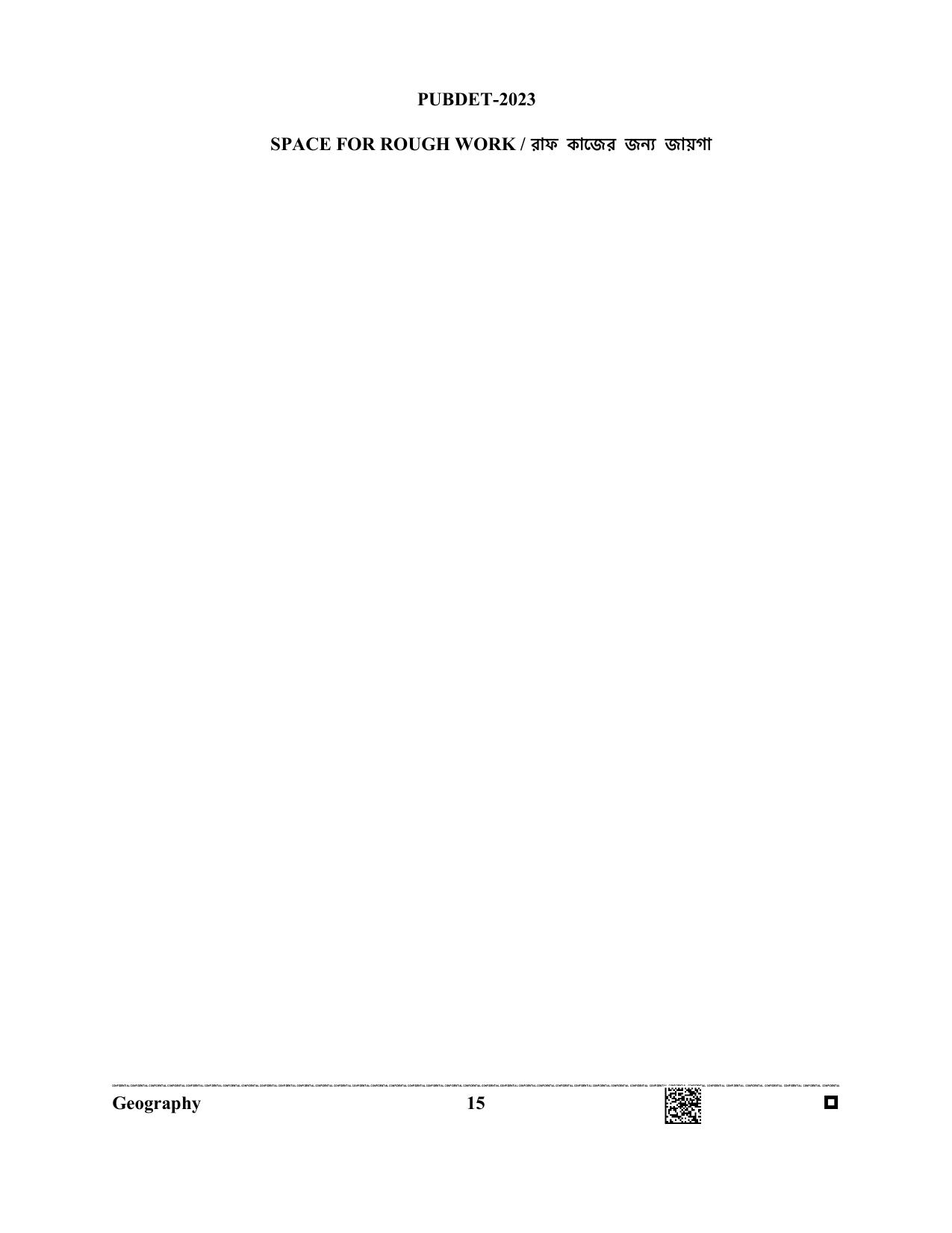 WB PUBDET 2023 Paper I (Geography) Question Paper - Page 15