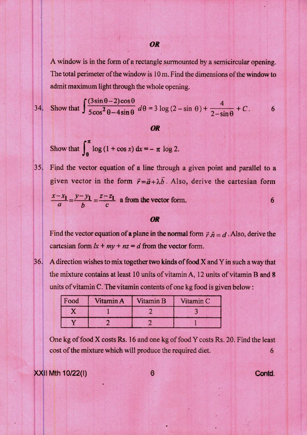 COHSEM 12th Question Papers Improvement 2022 Mathematics - Page 6