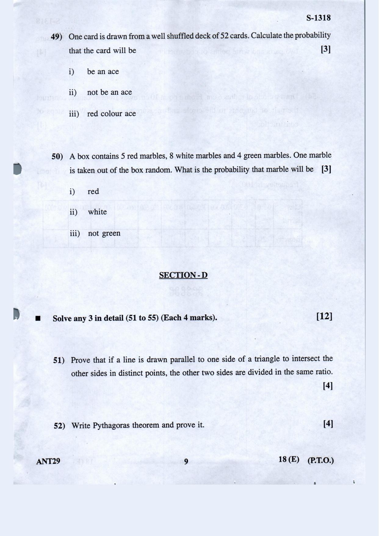Gujarat Board Class 10th Basic Maths Eng. Med March-April 2022 Question Paper - Page 9