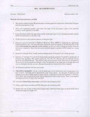 GATE 2008 Mathematics (MA) Question Paper with Answer Key