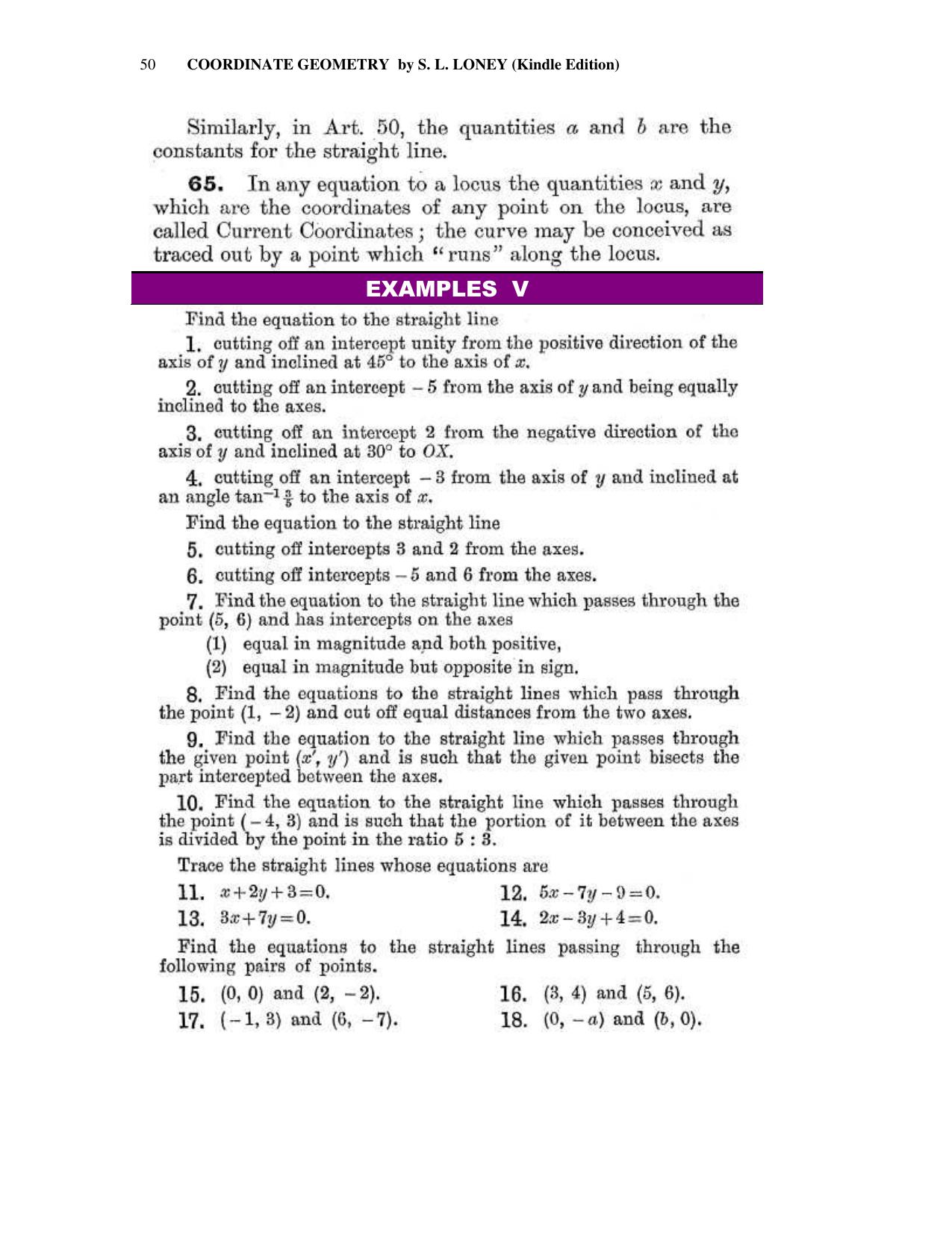 Chapter 4: The Straight Line - SL Loney Solutions: The Elements of Coordinate Geometry - Page 11
