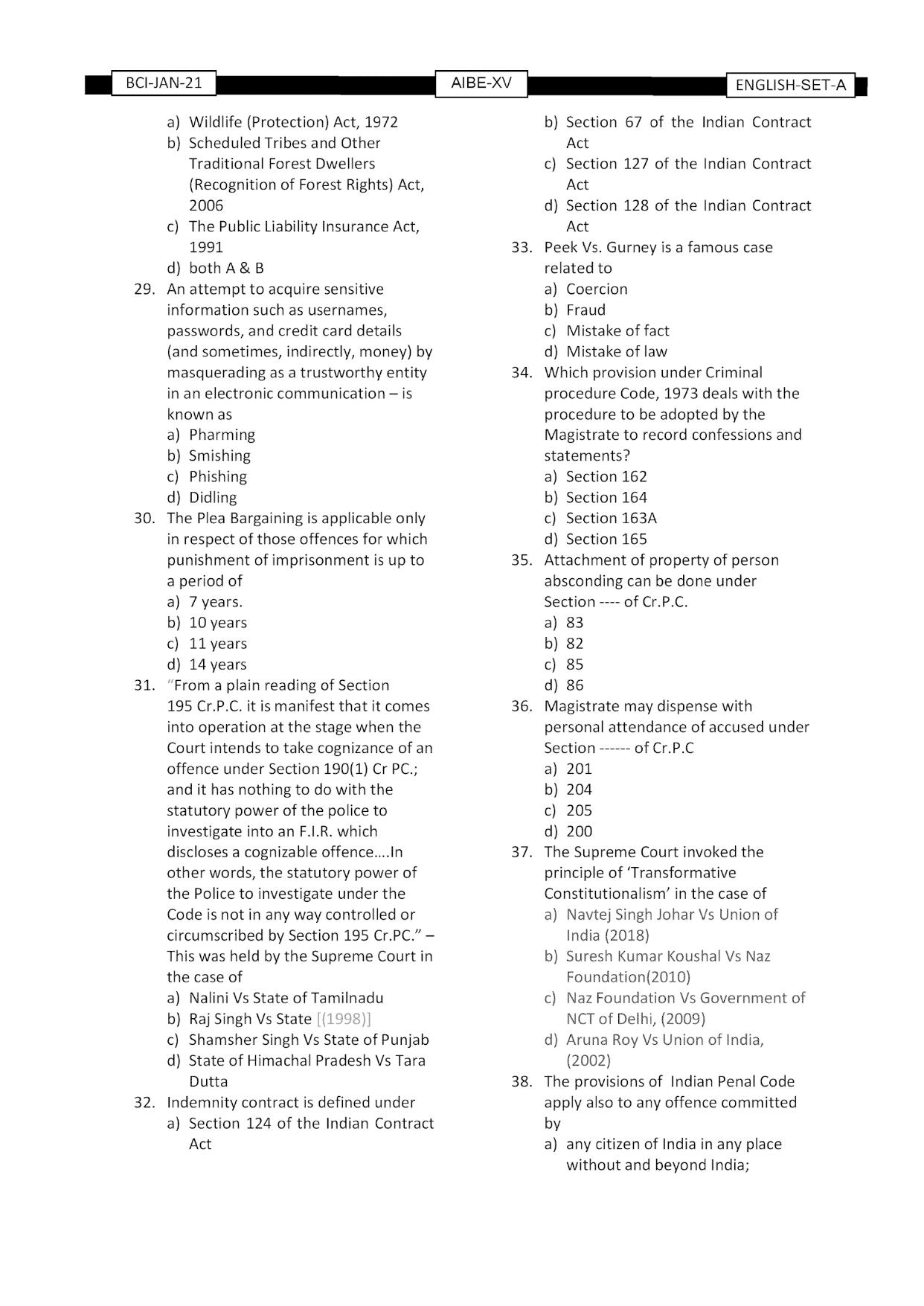 AIBE 15 Question Paper - Page 4