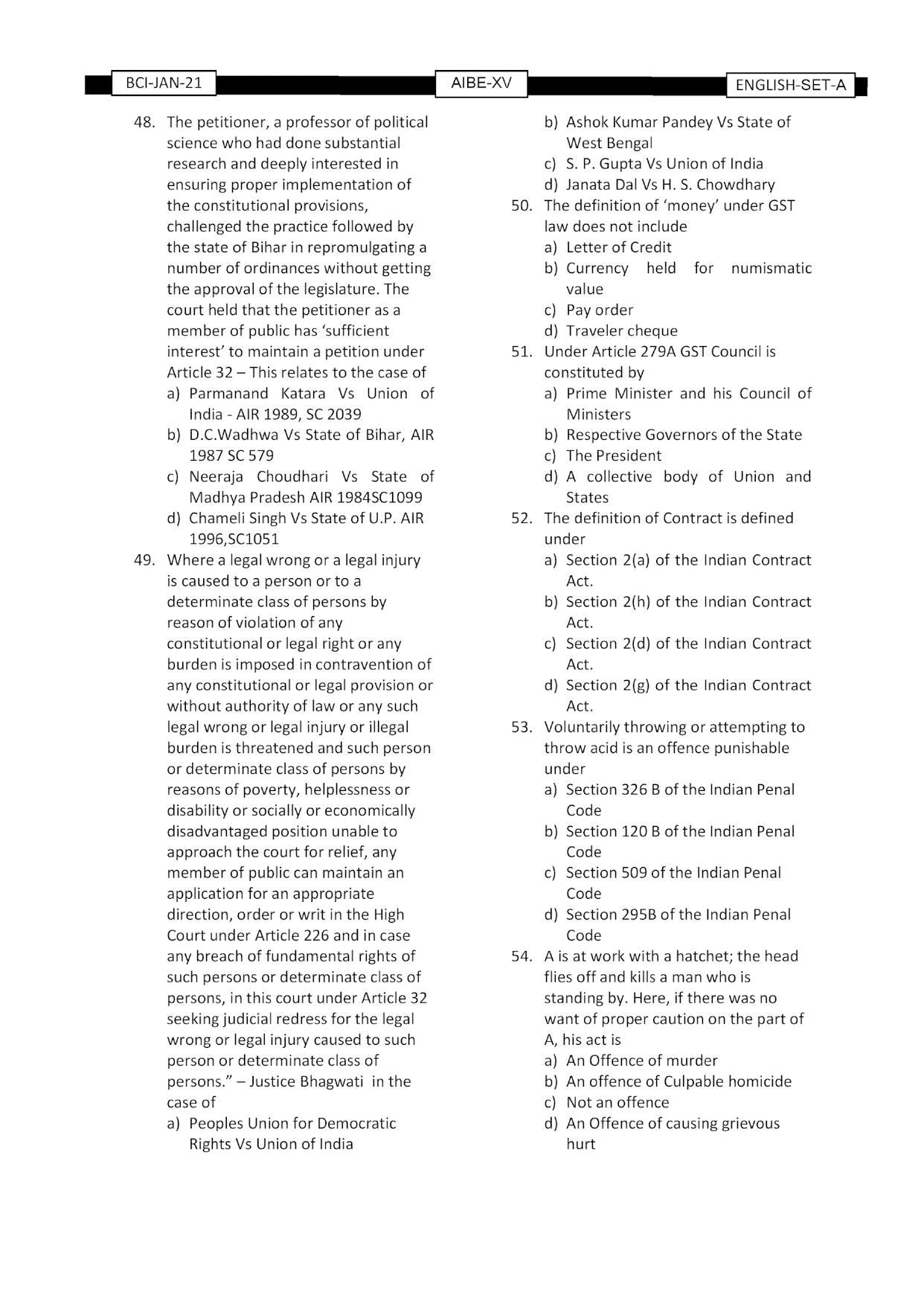 AIBE 15 Question Paper - Page 6