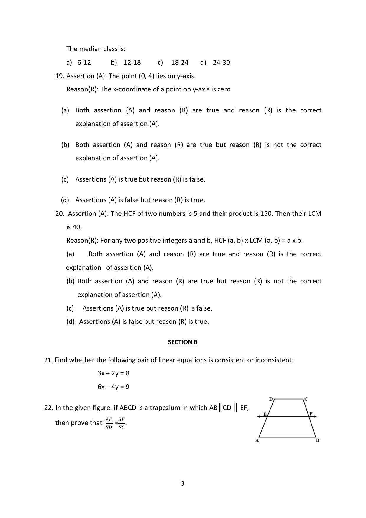 CBSE Class 10 Mathematics (Basic) Sample Paper 2024 - Page 3