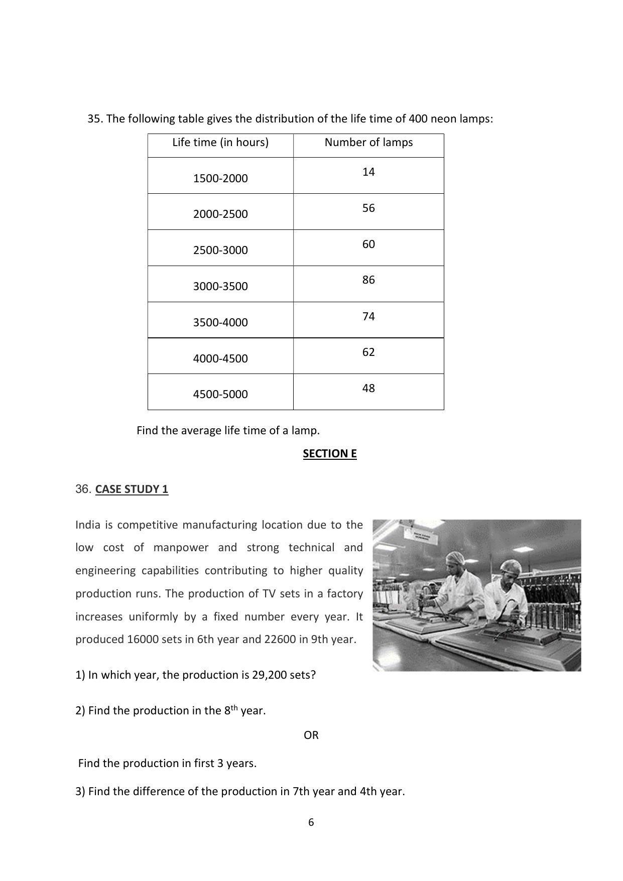 CBSE Class 10 Mathematics (Basic) Sample Paper 2024 - Page 6
