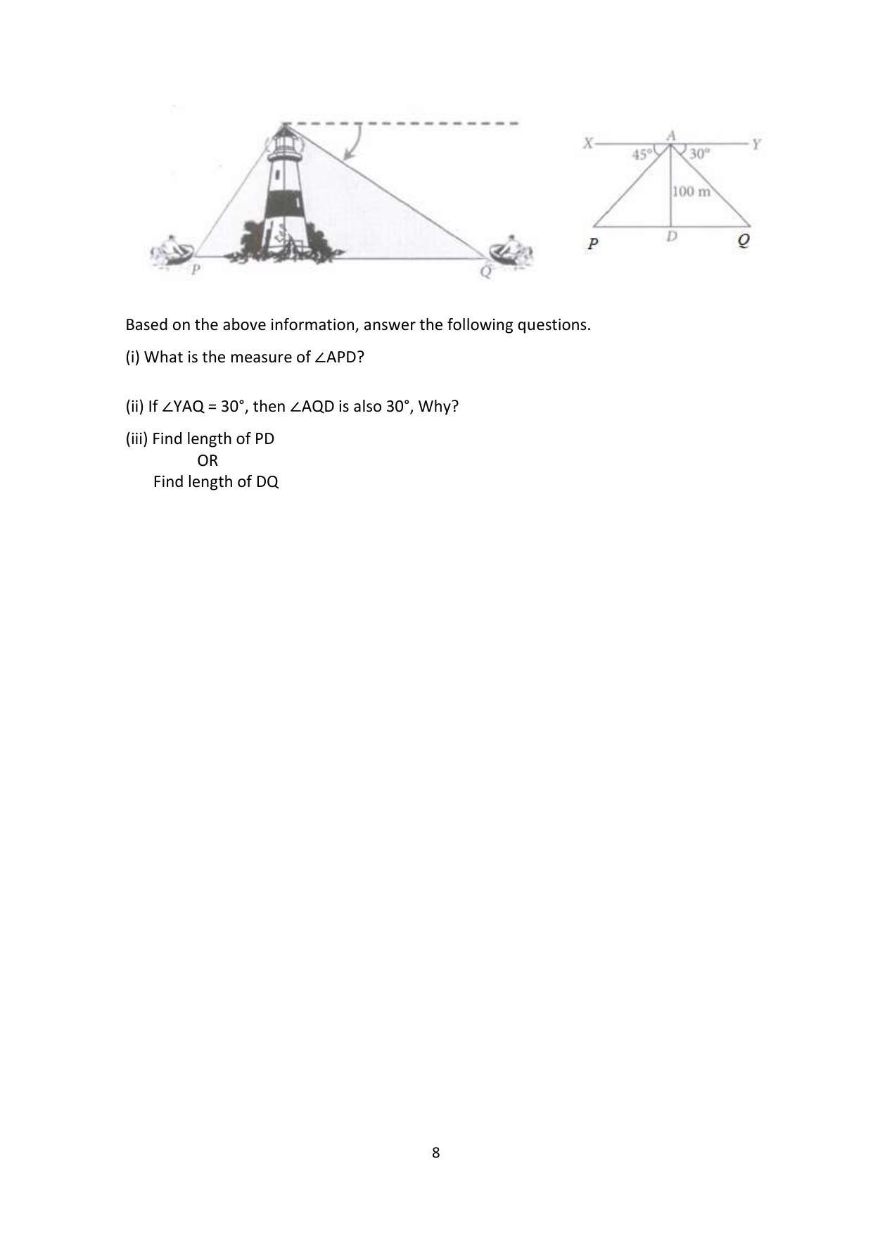 CBSE Class 10 Mathematics (Basic) Sample Paper 2024 - Page 8