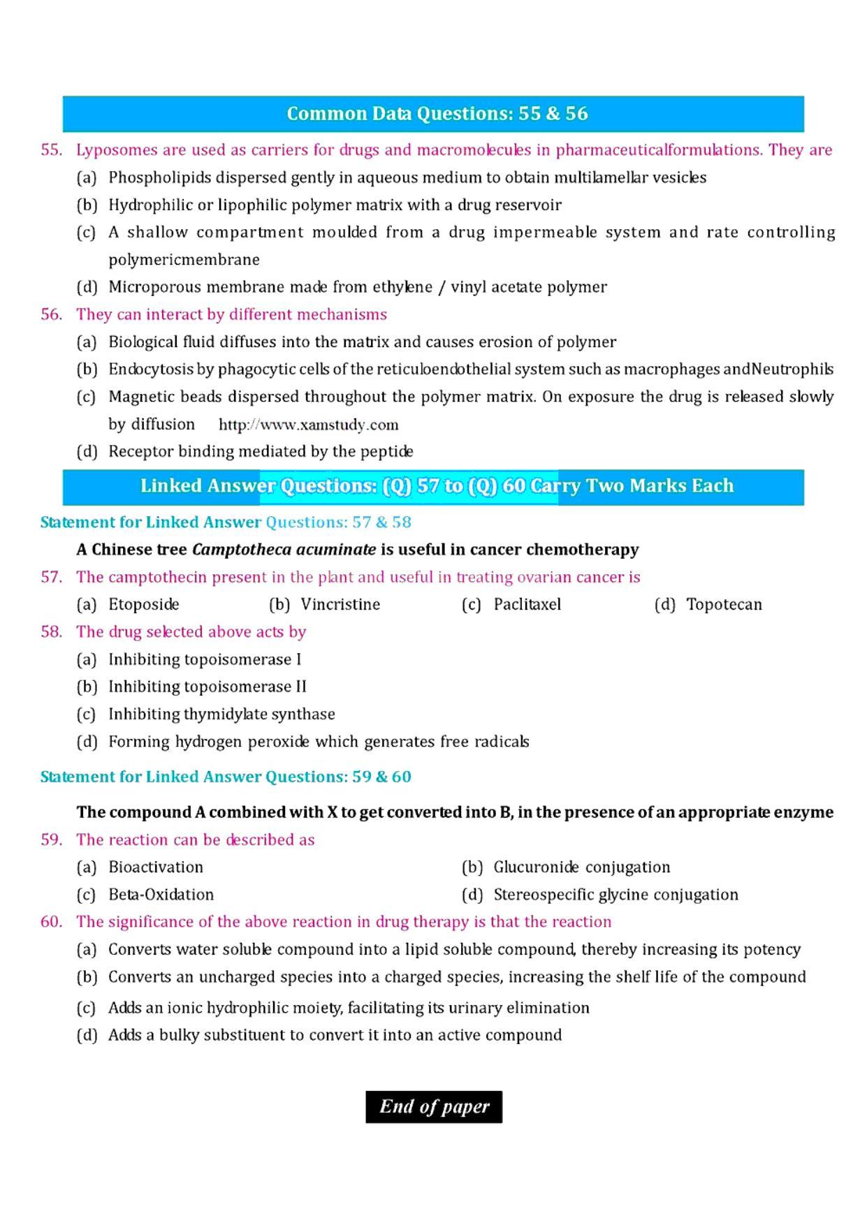 GPAT 2009 Question Paper with Answer Key - Page 10