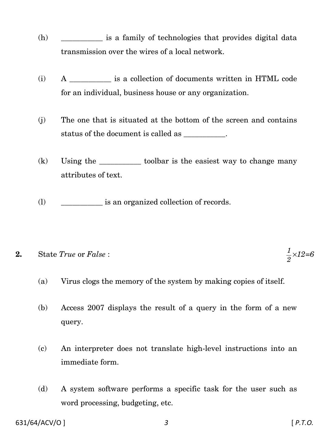 NIOS October 2022 Class 12 Computer And Office Applications Question Paper - Page 3