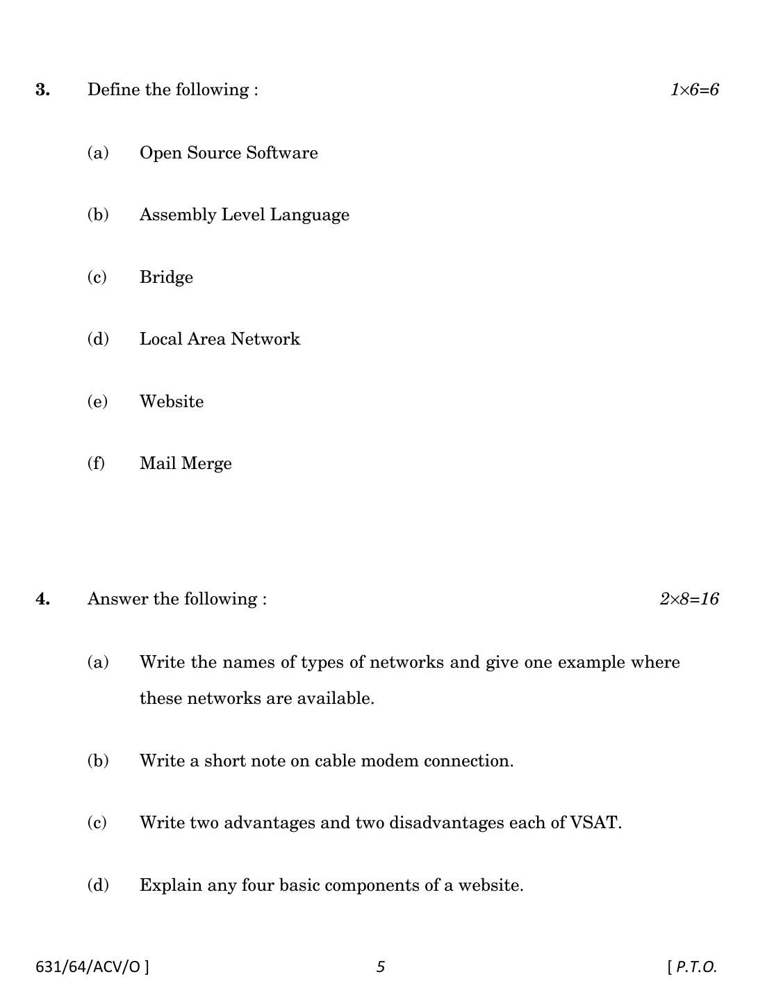NIOS October 2022 Class 12 Computer And Office Applications Question Paper - Page 5