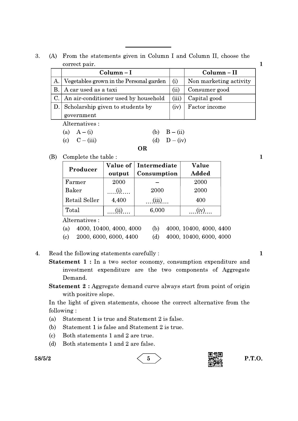 CBSE Class 12 58-5-2 Economics 2023 Question Paper - Page 5