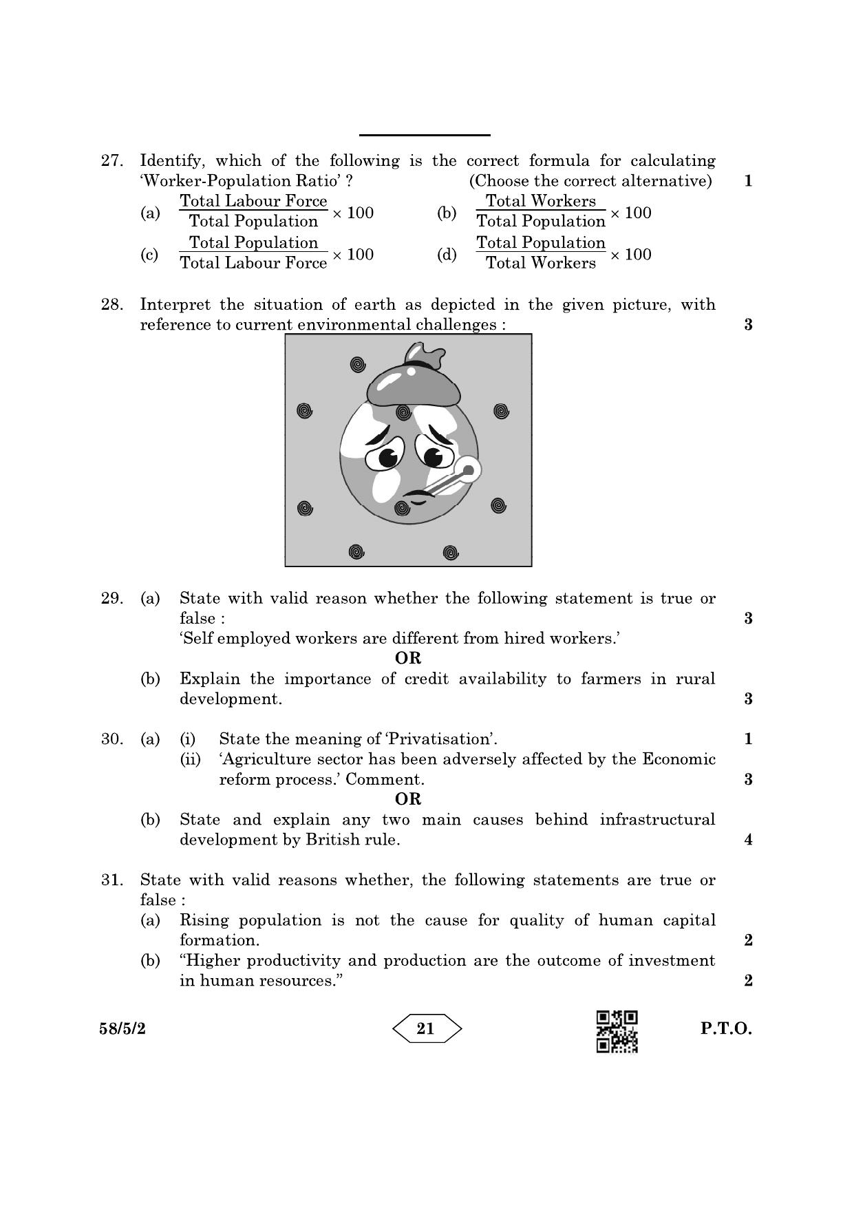 CBSE Class 12 58-5-2 Economics 2023 Question Paper - Page 21