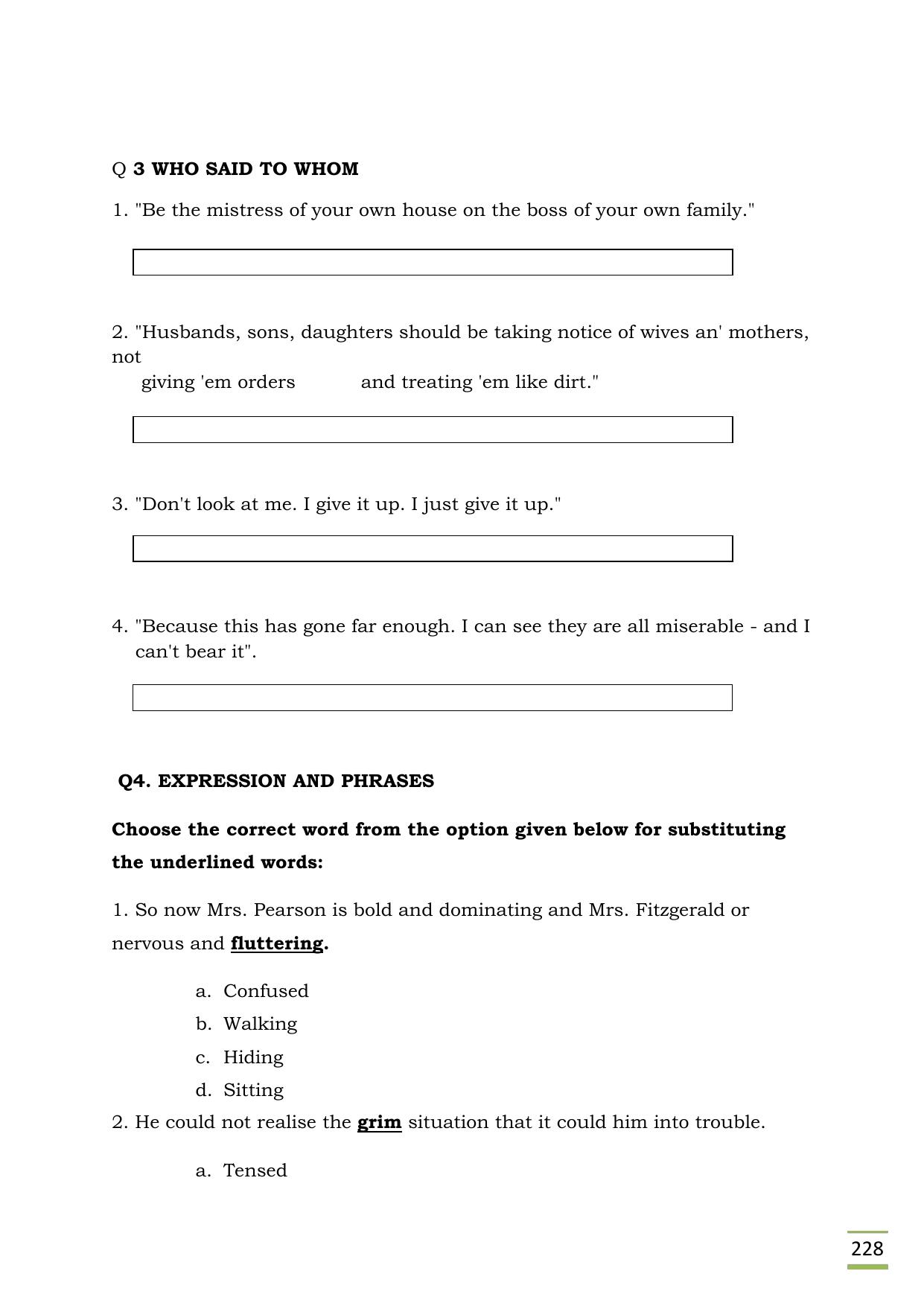 CBSE Worksheets for Class 11 English Mothers day questions answers - Page 2