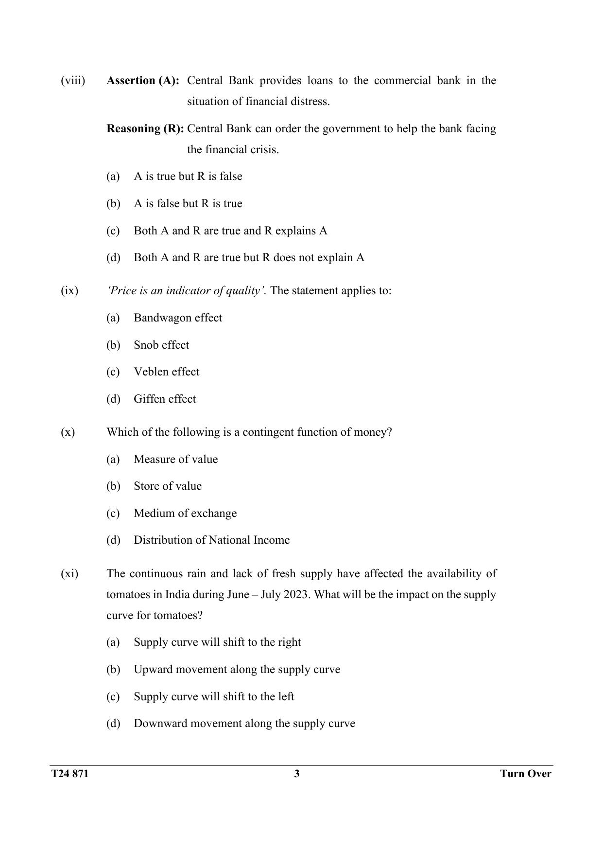 ICSE Class 10 Economic Applications 2024 Question Paper - Page 3