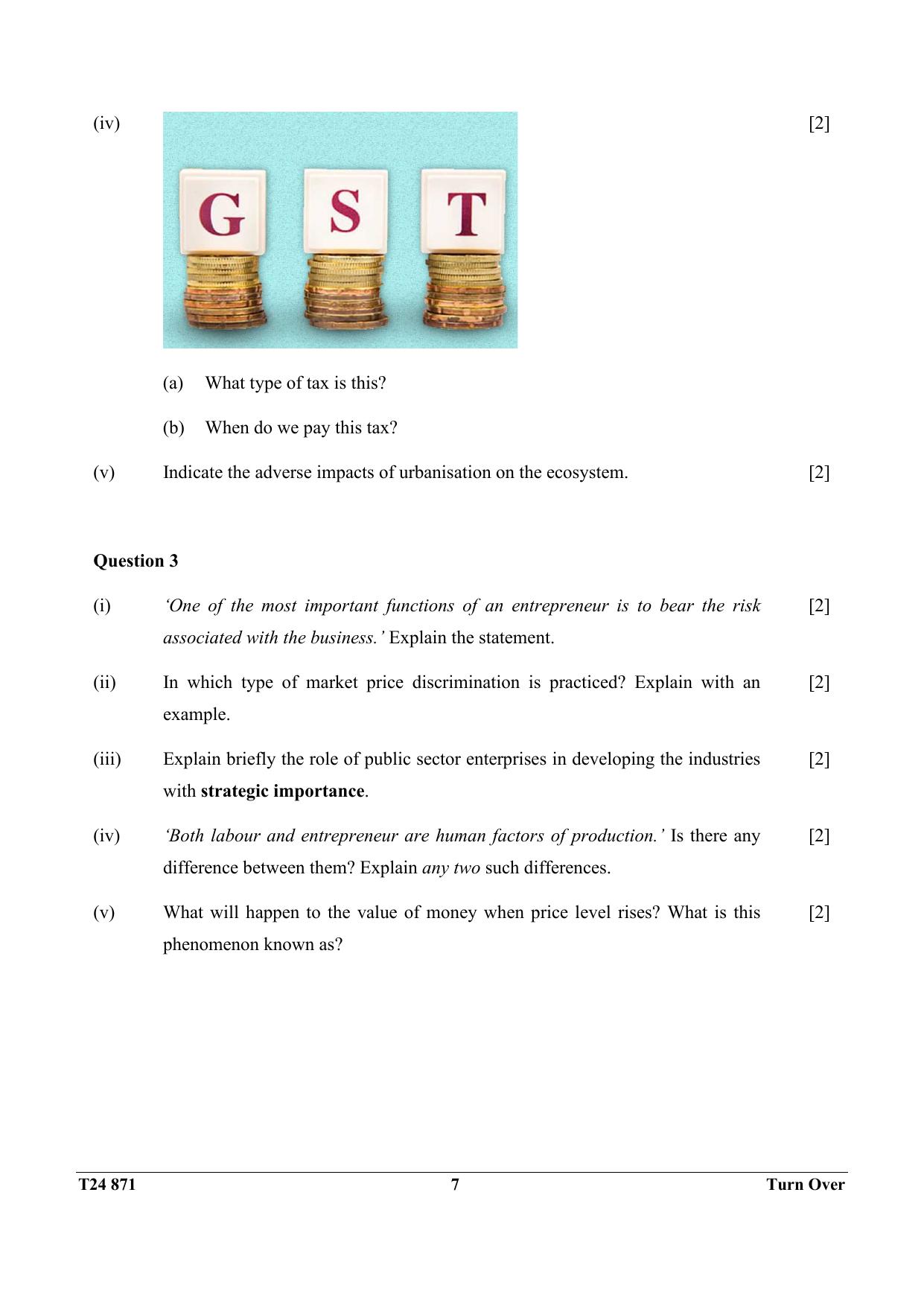 ICSE Class 10 Economic Applications 2024 Question Paper - Page 7