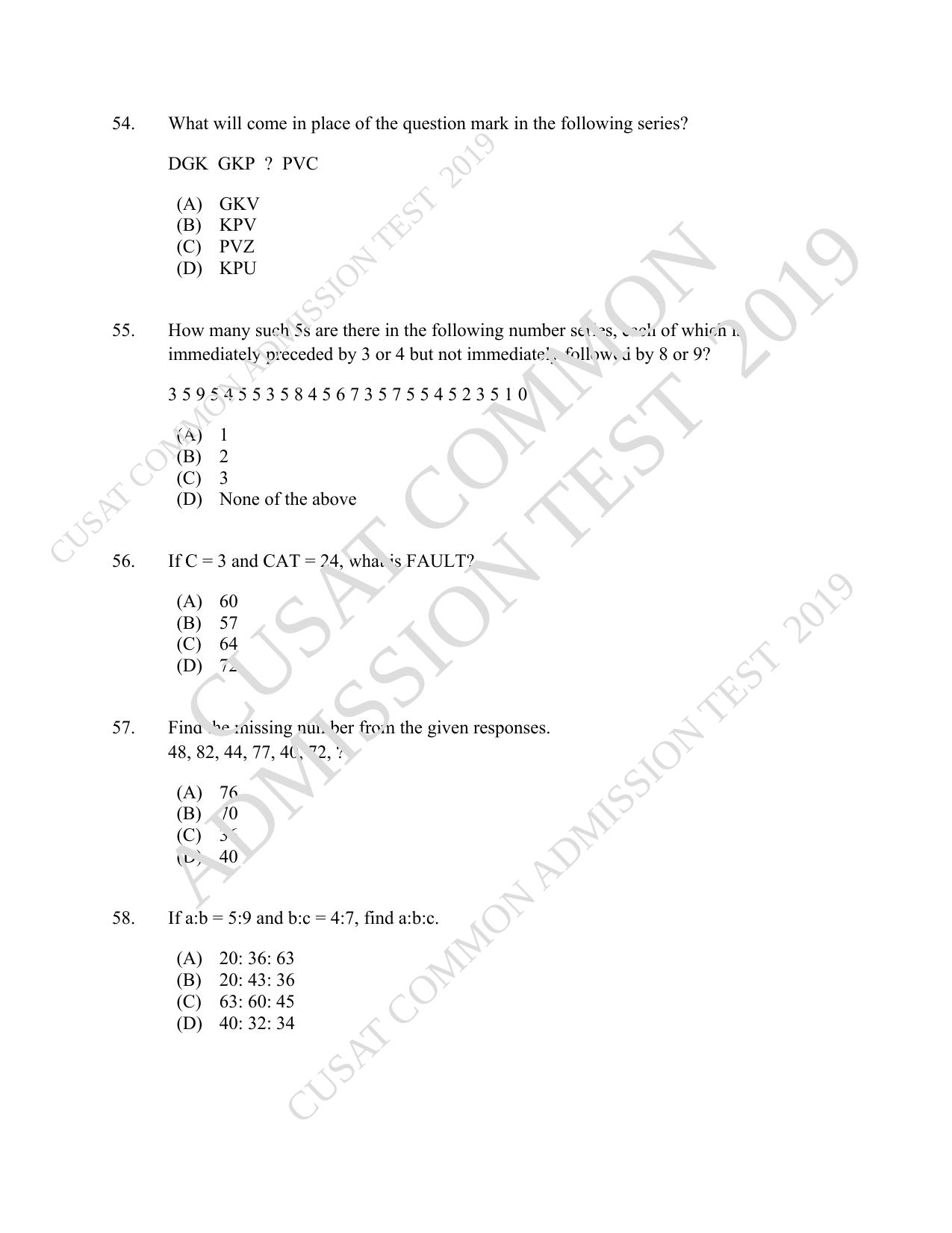 CUSAT CAT 2019 5 Year LLB Question Paper With Answer Key - Page 12