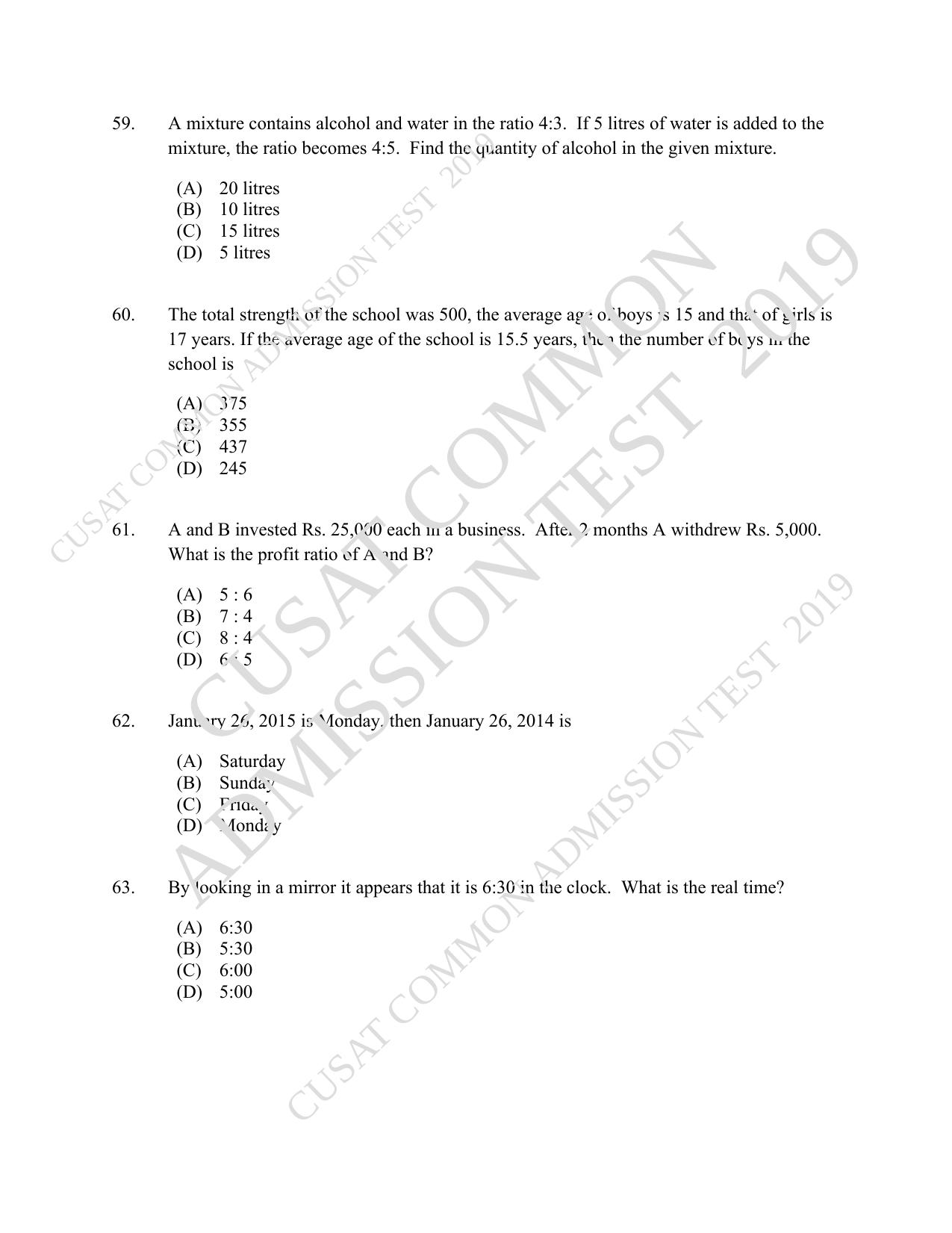 CUSAT CAT 2019 5 Year LLB Question Paper With Answer Key - Page 13