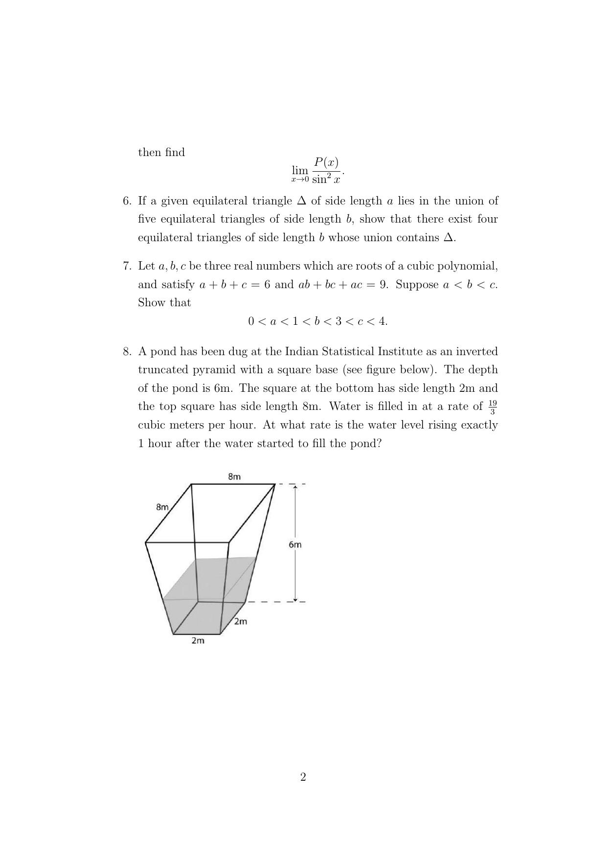 ISI Admission Test B.Stat UGB 2021 Sample Paper - Page 2