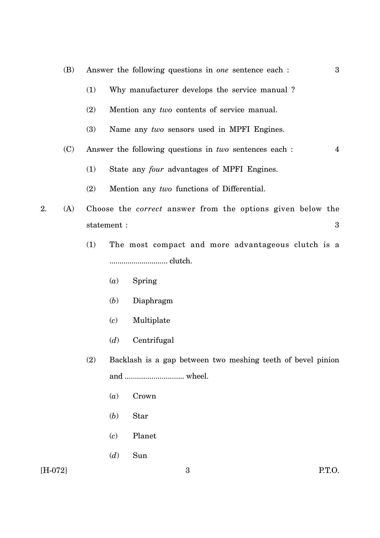Goa Board Class 12 Automobile (March 2019_0) Question Paper - Page 3