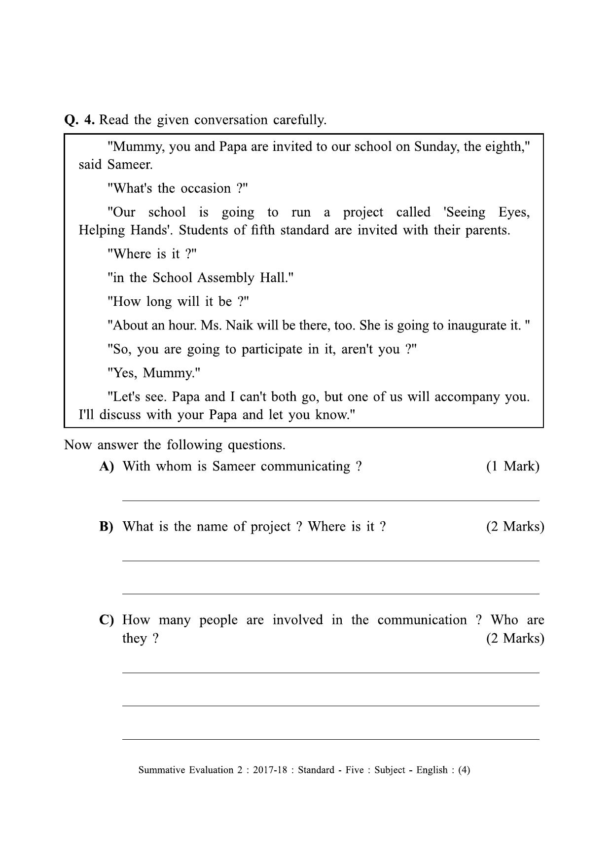 Maharashtra Board Class 5 English (First Language) Sample Question Paper - Page 4