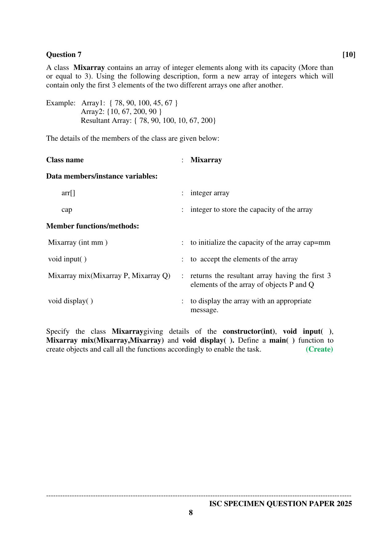 ISC Class 12 2025 COMPUTER SCIENCE PAPER 1 (SQP & AK) Specimen Paper - Page 8