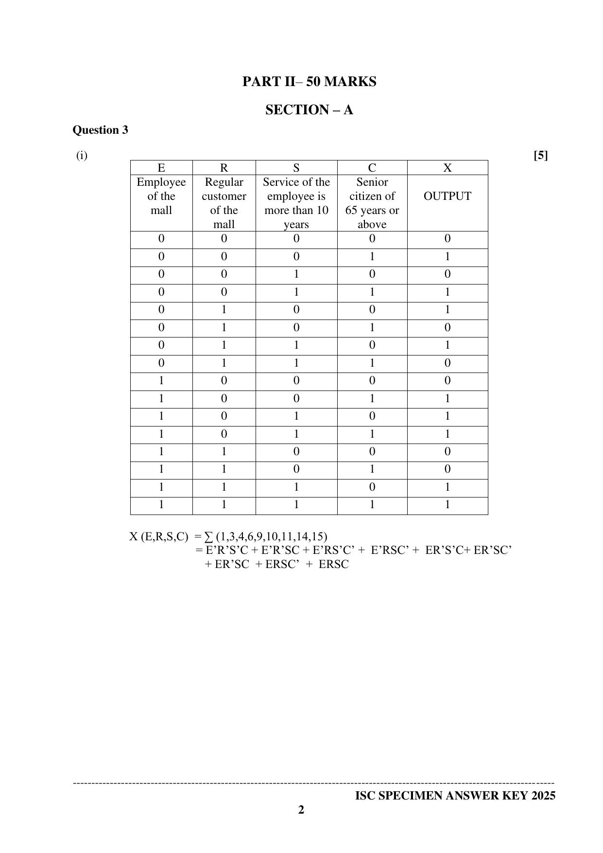 ISC Class 12 2025 COMPUTER SCIENCE PAPER 1 (SQP & AK) Specimen Paper - Page 14